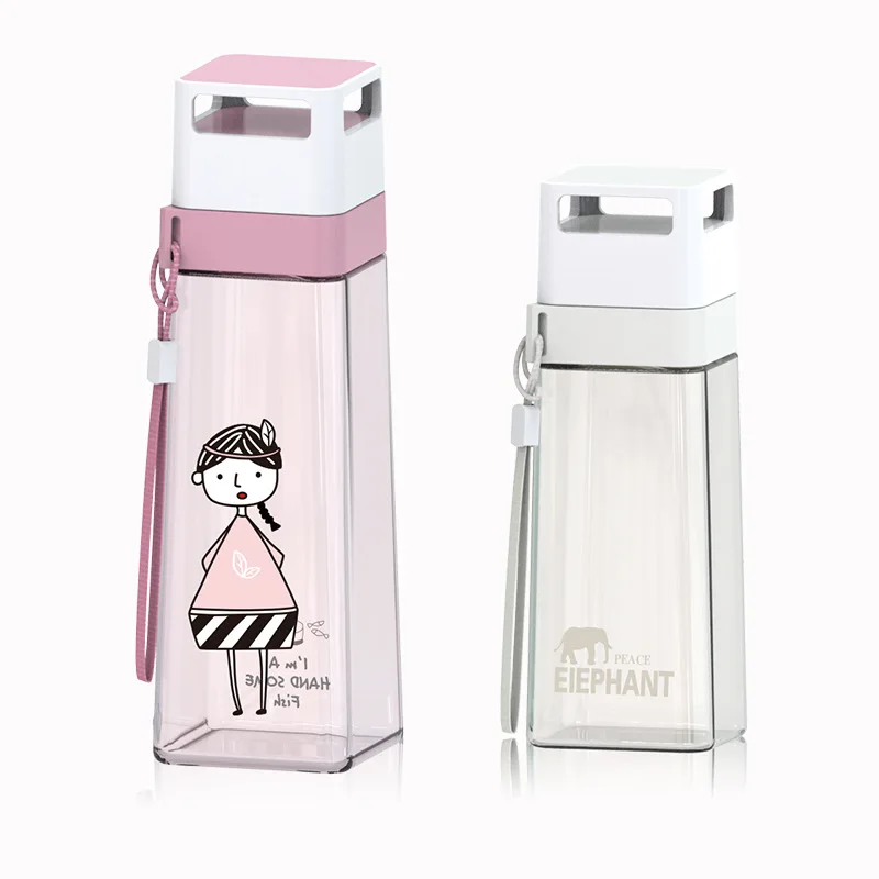 

500ML 600ML Daily Necessities Gift Riding Mountaineering Cup Square Kettle Square Plastic Sports Bottle Mouth Boiling Water
