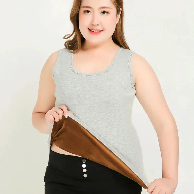Womens Thermal Underwear Fleece Lined Top Cami Tank Vest Top Camisoles Plus Size Winter Thermal Shirt Inner Wear for Women