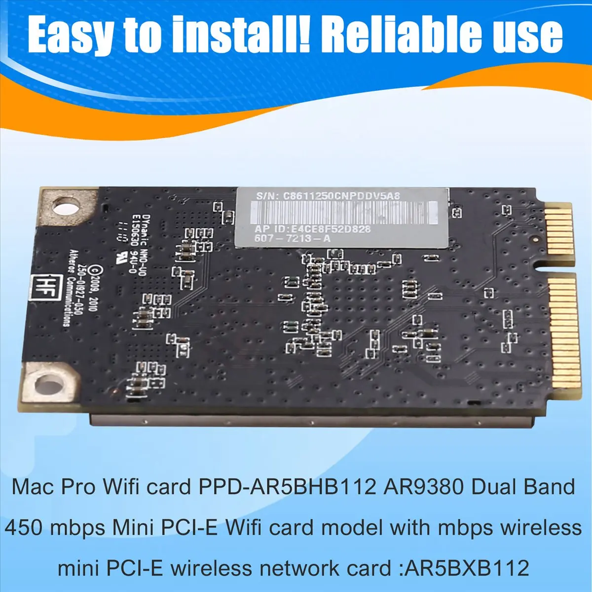 Фото # 08J (PC)AR9380 Двухдиапазонная Wi-Fi-карта 450 Мбит/с Mini PCI-E, электронные аксессуары №4