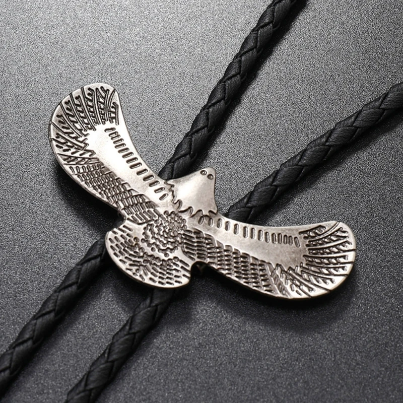 

Elegant Black Bolo Tie with Eagle Pendant Cowboy Eagle Necktie Western Necklace Cool Bola-Tie Western Cowboy drop shipping