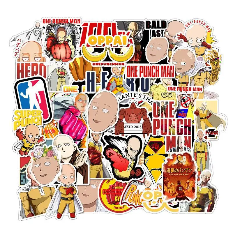 

10/30/49PCS Japanese Anime ONE PUNCH-MAN Stationery Stickers for Car Laptop Skateboard Bicycle Cartoon PVC Decal Kids Students
