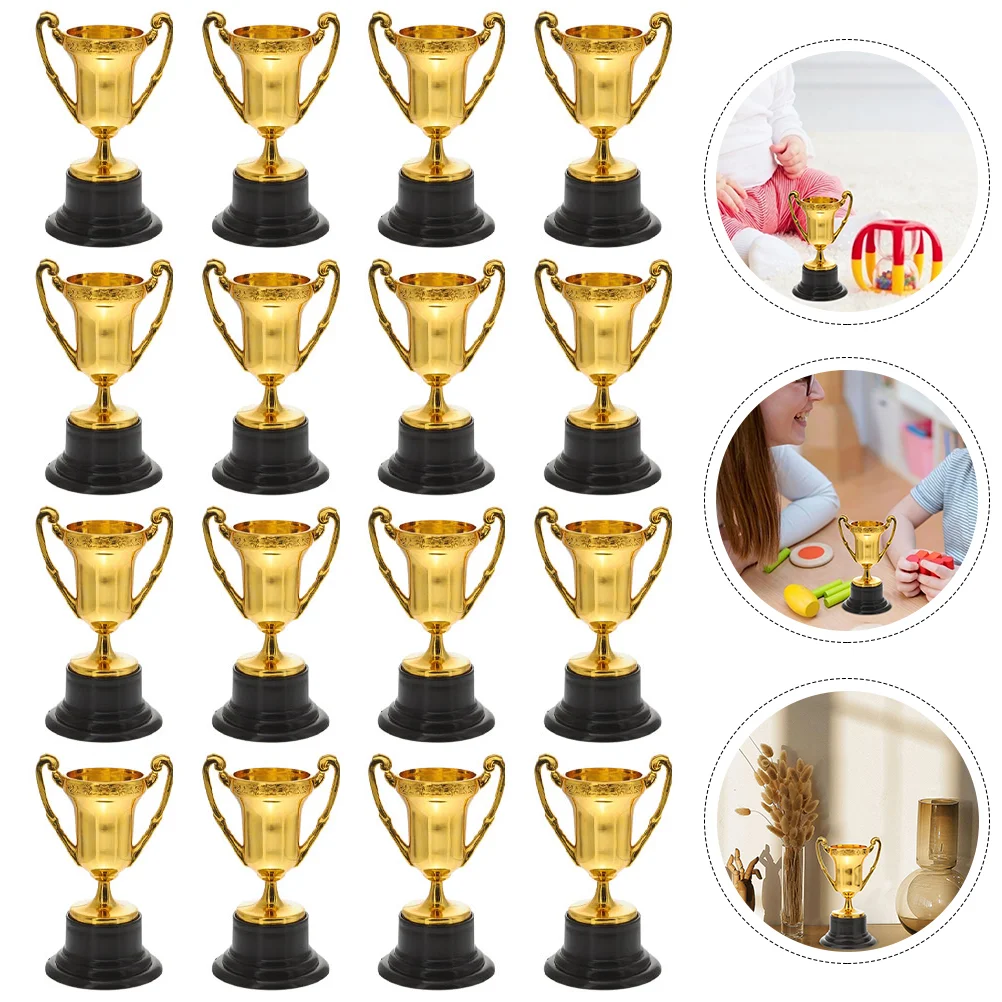 16 Pcs Award Trophies Prop Soccer Toy Football Cup Trophy Puzzle Toys Mini Kids Trophies Metal Baseball Trophy