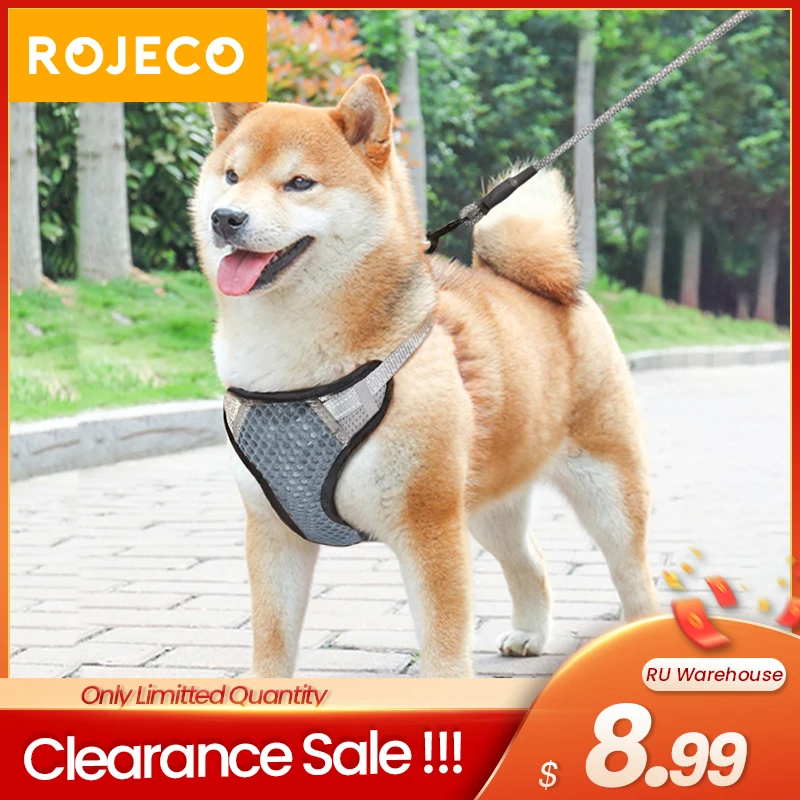

ROJECO Dog Harness Breathable Dog Vest Harness Reflective Pet Harness For Dogs Adjustable Small Large Dog Harnesses Accessories