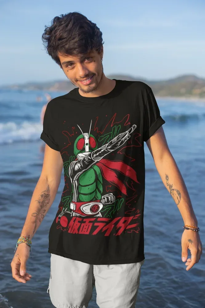 Футболка Kamen Rider в подарок унисекс маскарадный Райдер аниме Черная мягкая