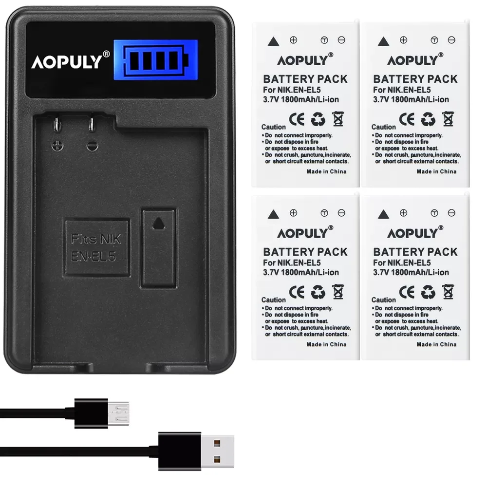 

EN-EL5 ENEL5 En El5 литий-ионный аккумулятор + зарядное устройство USB с ЖК-дисплеем для камеры Nikon Coolpix P80 P90 P100 P500 P510 P520 P3 P4 P53