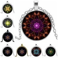 gothic fashion mandala series 25mm pendant glass cabochon magic figure 3 color necklace men and women gift jewelry
