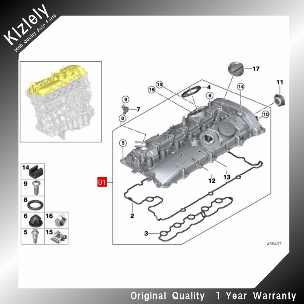 Ремкомплект крышки клапана PCV с мембраной для BMW G30 G31 540iX 540i G32 GT 640iX 640i G11 G12 740i 740iX 740Li