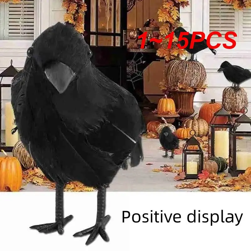 

1~15PCS Halloween Black Crow Ornament Simulation Crow Animal Model Bird Scary Toys Horror Props Halloween Party Home Decoration