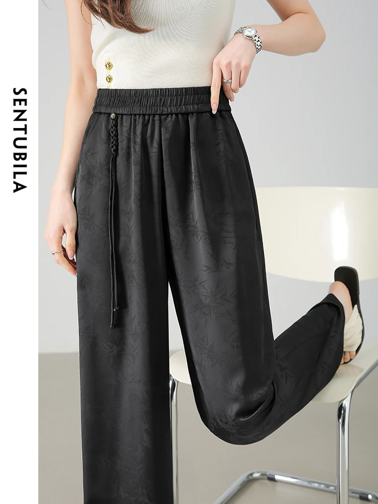 SENTUBILA китайские жаккардовые атласные широкие брюки женские 2024 летние