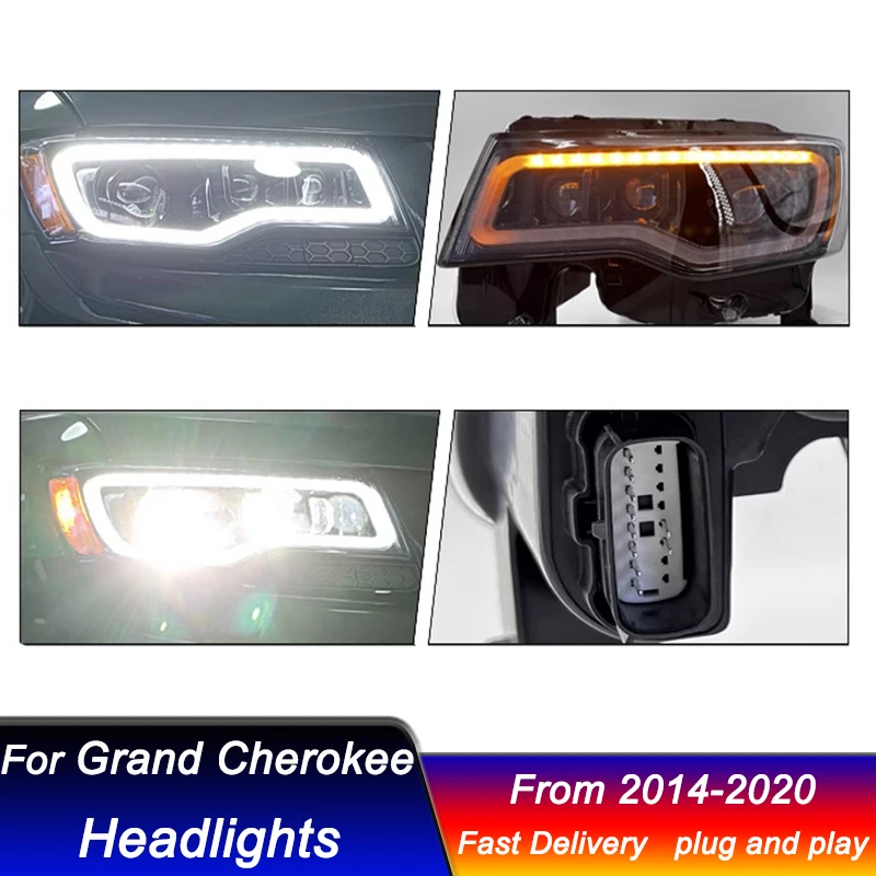 Автомобильные светодиодные фары для Jeep Grand Cherokee 2014-2020 новый стиль полностью DRL