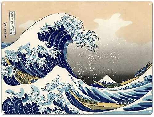 

Жестяные знаки Ocean Wave Mount Fuji, винтажный металлический жестяной знак для мужчин и женщин, Настенный декор для бара, домашние декоративные знаки