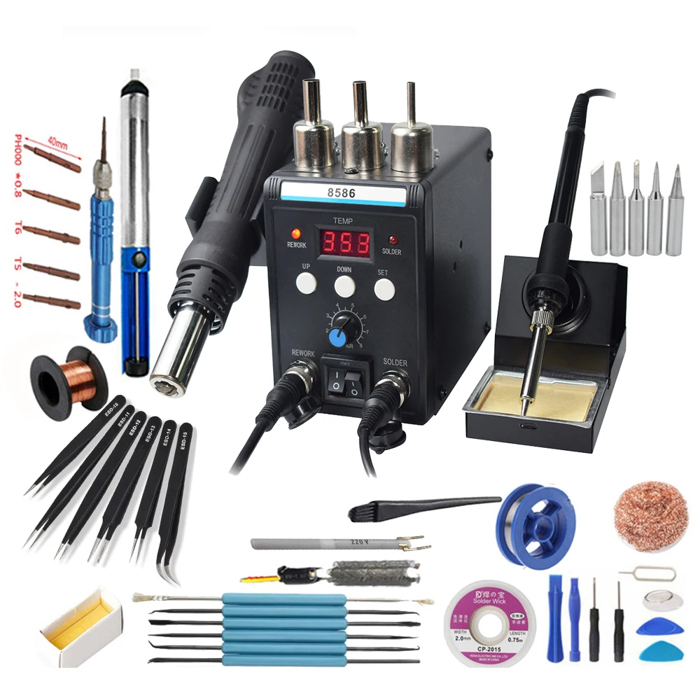 

New 8586 Digital Display Electric Soldering Irons +DIY Hot Air Gun Better SMD Rework Station