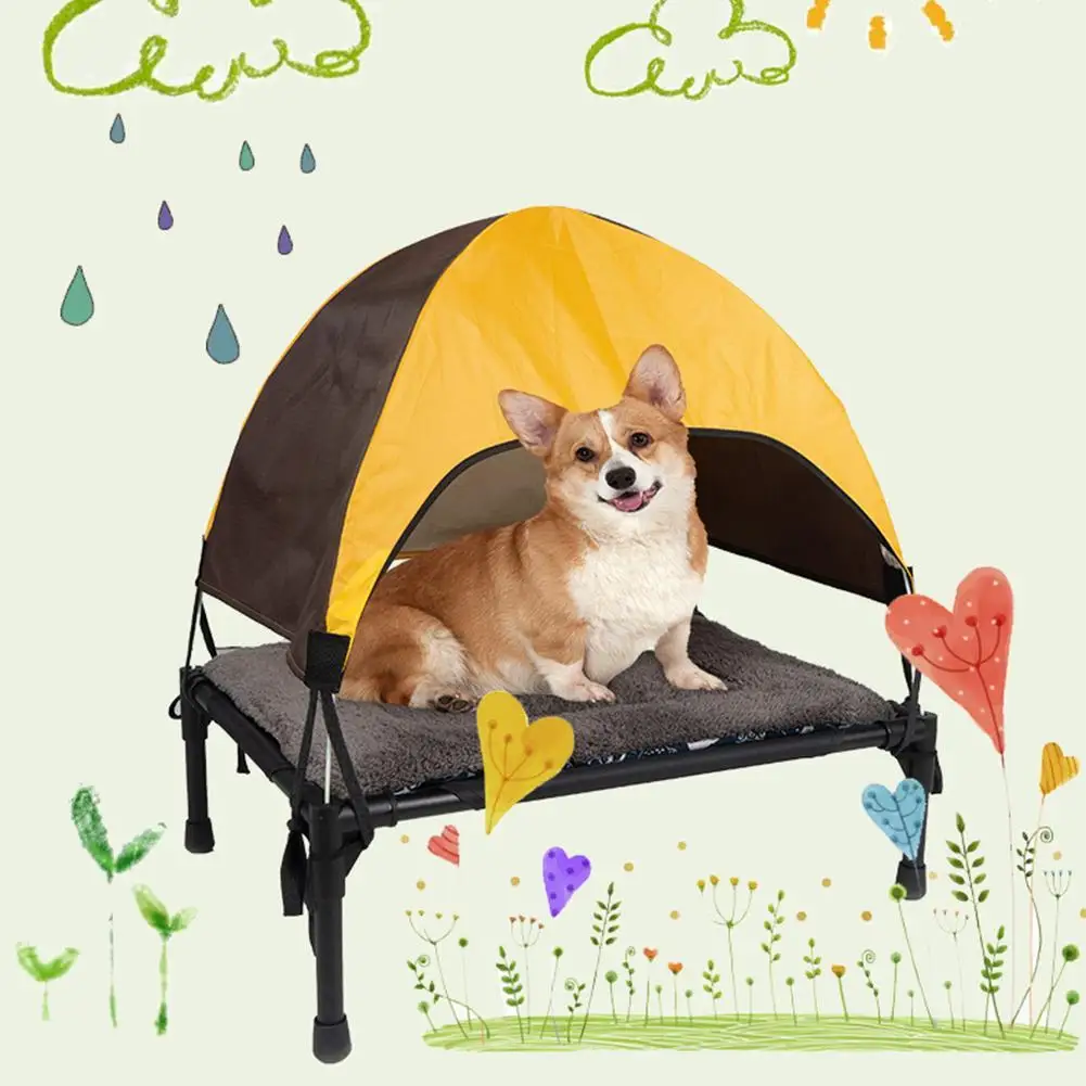 

Portable Elevated Pet Bed Foldable Dog Bed With Removable Canopy Breathable Moisture-proof Outdoor Travel Pet Camping Bed