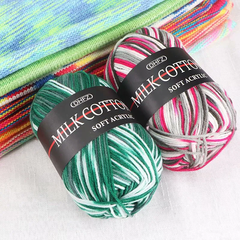 5 Balls Milk Cotton Knitted Yarn for Crochet 3 Strands Color Gradient Croche Knitting Needles Puffy With Loops Threads Wool |