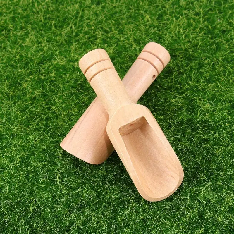 10pcs Small Salt Shovels Round Handle Scoop Wood Teaspoon Milk Powder Scoops