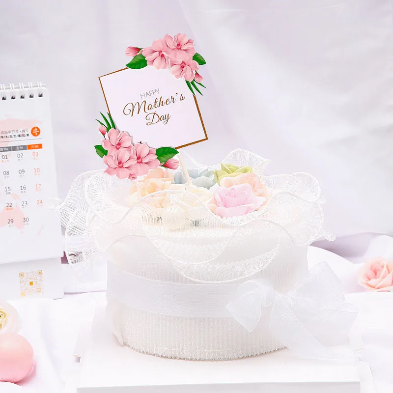 5 шт./компл. Топпер для торта розовое сердце цветок украшение торт на день матери