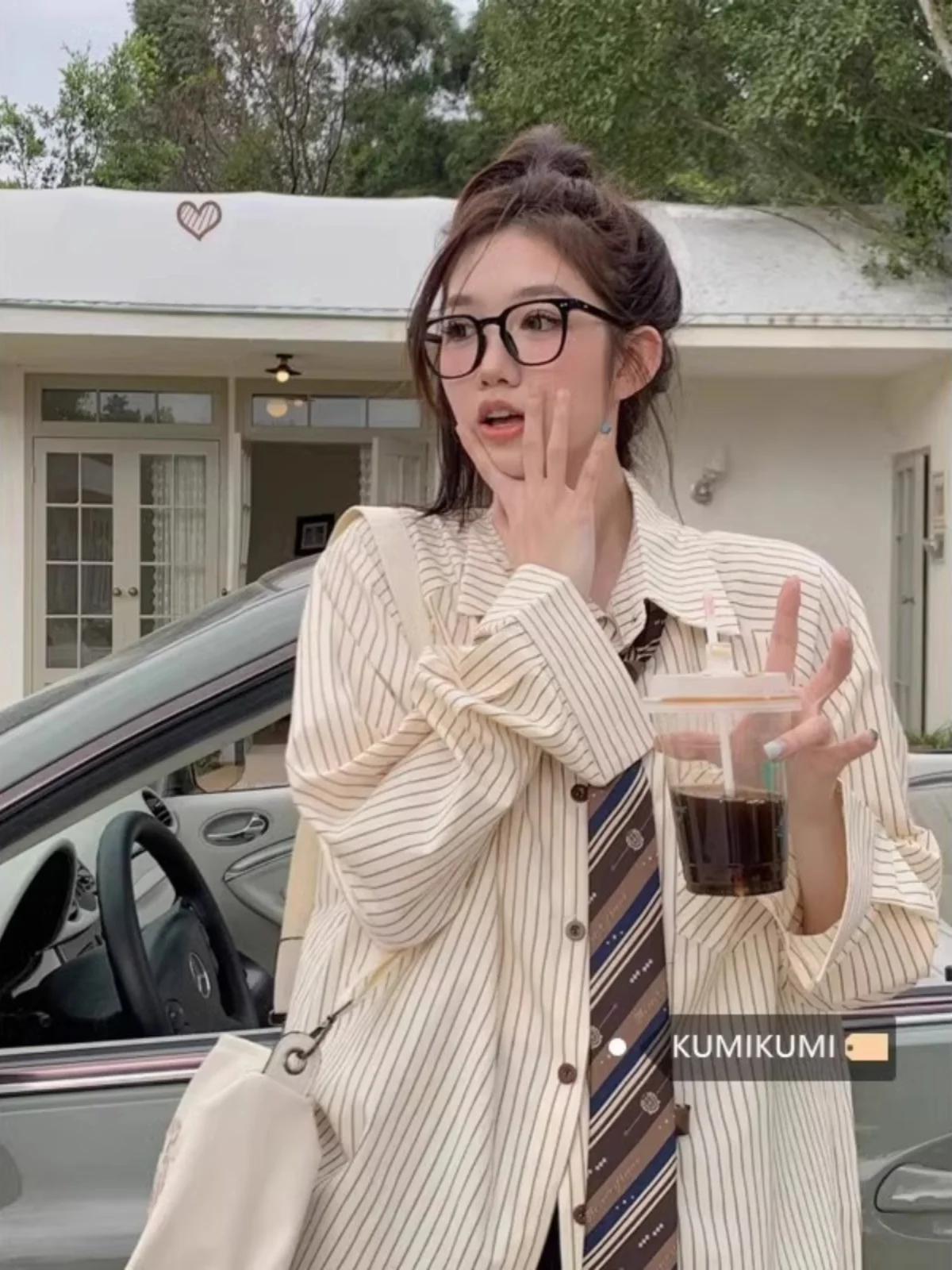 Fashionable Slish Stripes Shirt Coat Female Spring &amp Fall 2025 New Arrival Long Sleeve Loose-Fitting Top |