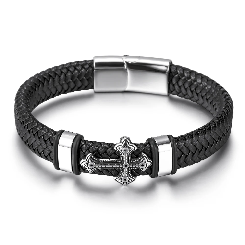 

Браслет мужской с магнитной застежкой, Шарм ручной работы, плетеный крестом, Классическая винтажная бижутерия в подарок