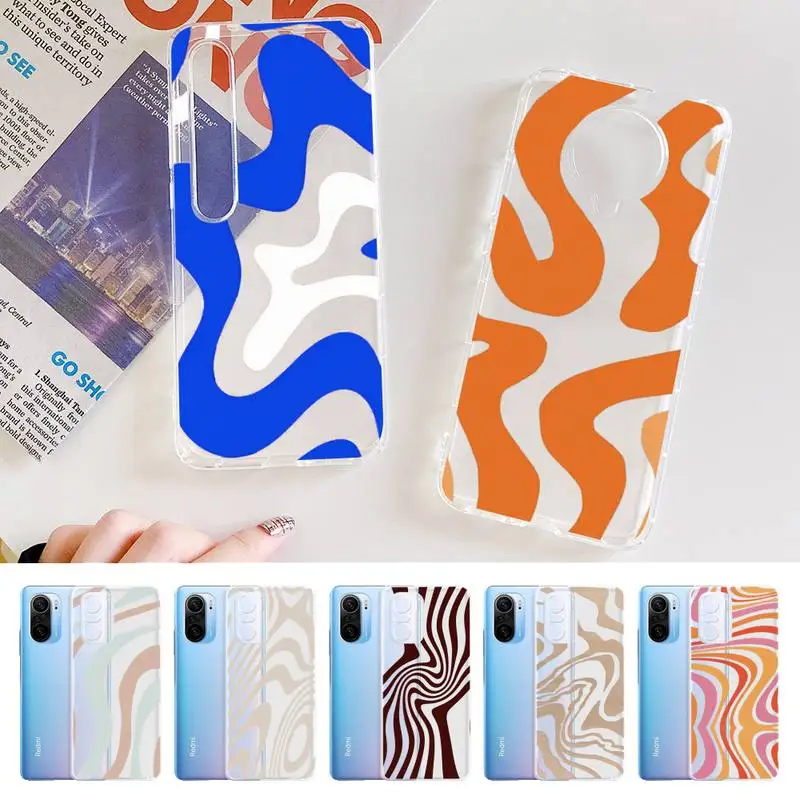 

YNDFCNB Stripe of liquid Phone Case for Samsung A51 A52 A71 A12 for Redmi 7 9 9A for Huawei Honor8X 10i Clear Case