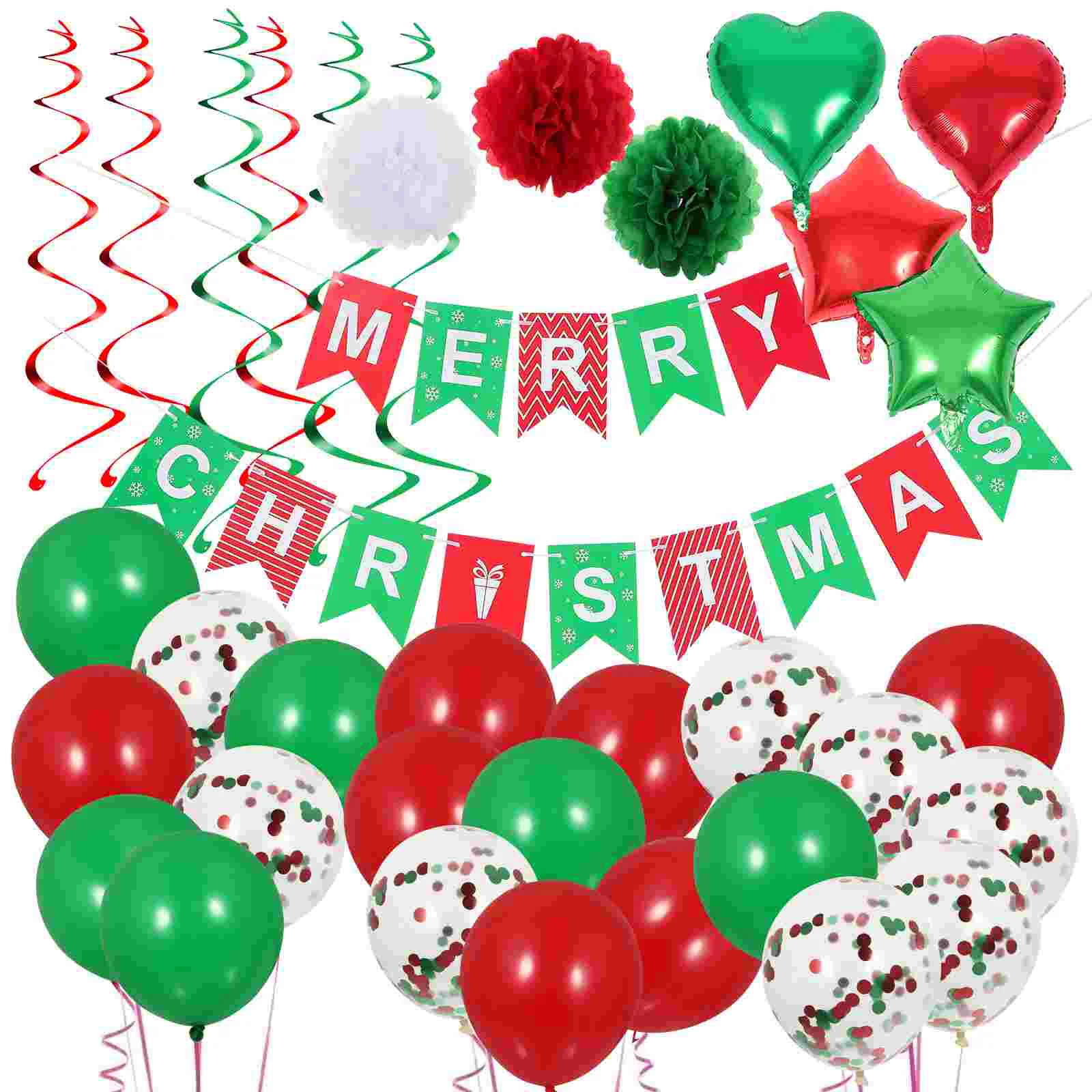 

Christmas Balloons Party Banner Decorations Tissue New Poms Pom Paper Red Greenpennant Props Garland Year