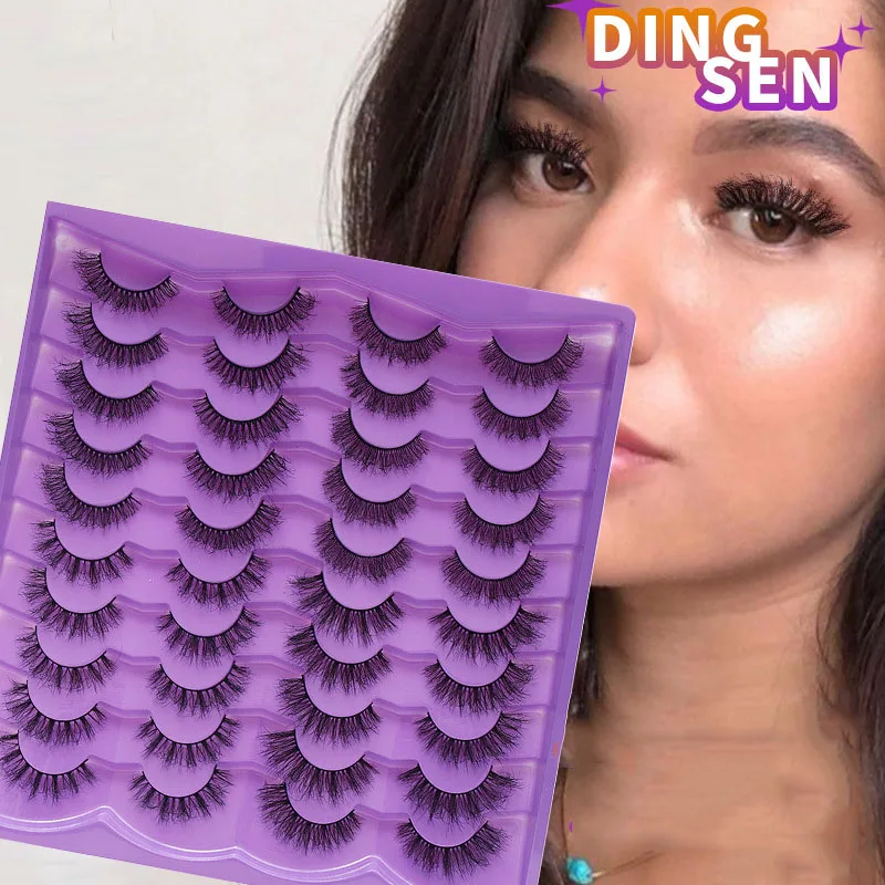 

20Pairs false eyelashes faux cils 8D mink hair fluffy lashes extension supplies bulk wholesale curling cosplay manga eyelashes