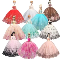 16 floral multi layer lace elegant wedding dress for barbie doll clothes outfit 16 bjd dollhouse accessories princess gown toy