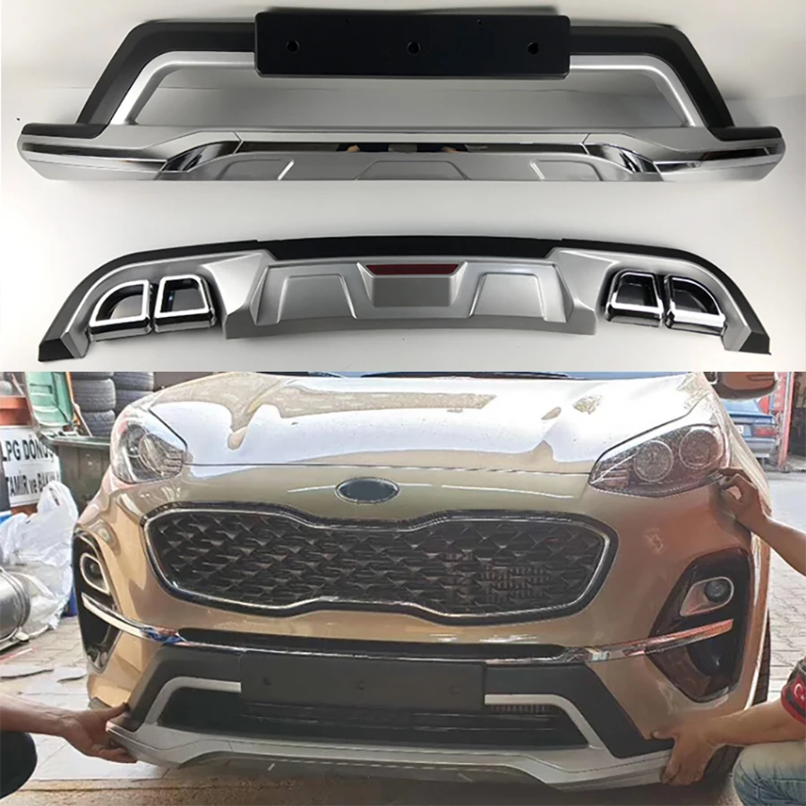 

Подходит для KIA Sportage 2019 2020 2 шт./компл. Комплект кузова переднего и заднего бампера автомобиля, защитная крышка, защита ABS