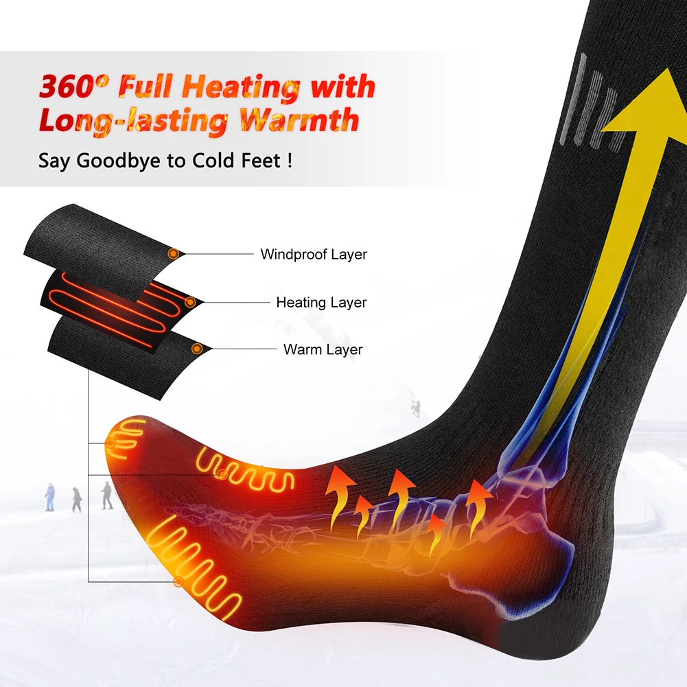 Heated Socks Rechargeable 5000mAh Electric Heating Socks 3 Modes Thermal Winter Foot Warmer For Men Women Outdoor Skiing Cycling