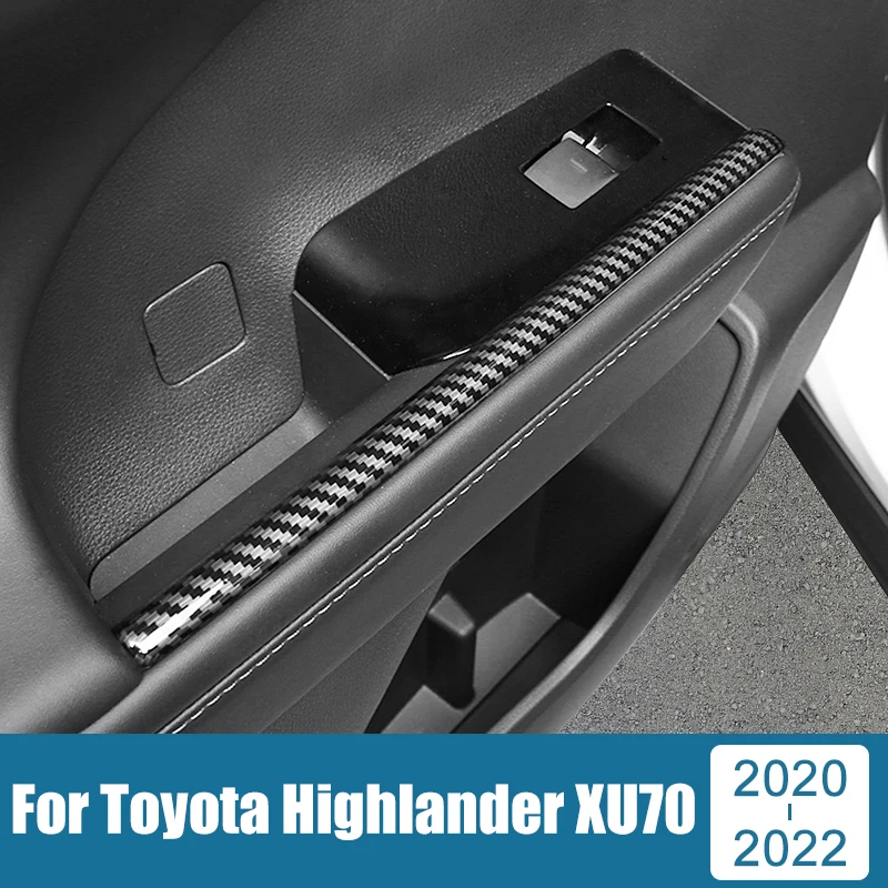 

For Toyota Highlander XU70 Kluger 2020 2021 2022 ABS Carbon Car Door Armrest Panel Window Switch Lift Button Cover Trim Stickers