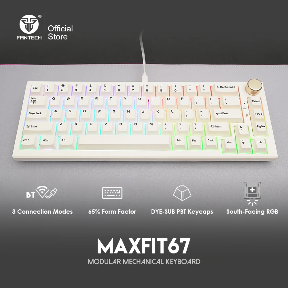 Fantech MAXFIT67 Mini mekanik klavye kablolu ve Bluetooth 5.0 kablosuz Hot Swap & PBT 65% klavye için klavye Gamer