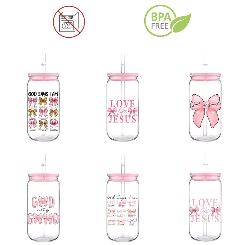 Христос Bowknot 3D Печатная на заказ пластиковая соломенная чашка из ПЭТ