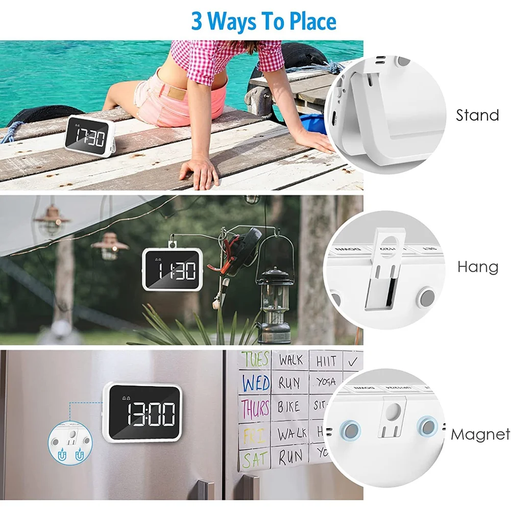 Цифровой будильник 4-дюймовые зеркальные цифровые часы регулируемая яркость и