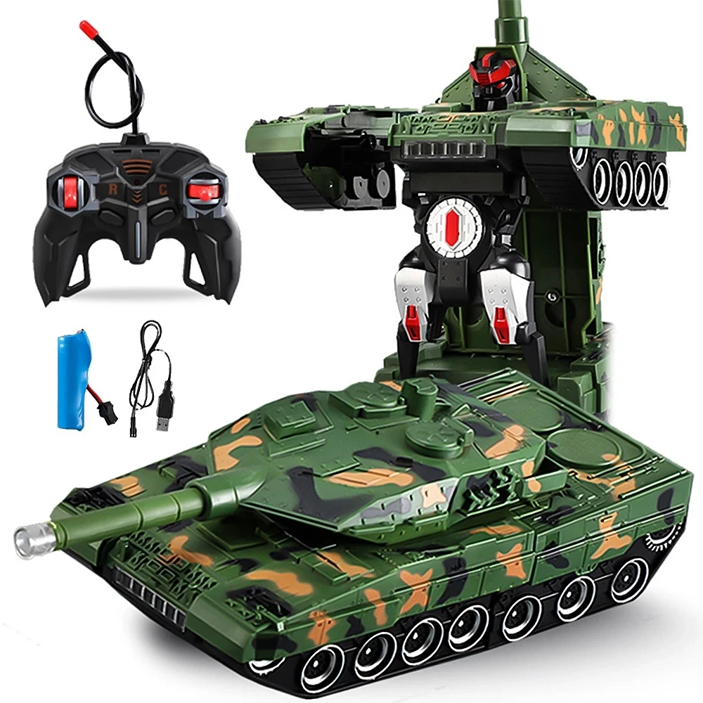 RC Battle Tank Electric Deformation Tank Robot Heavy Large Interactive Military War Remote Control Toy Boy Toy