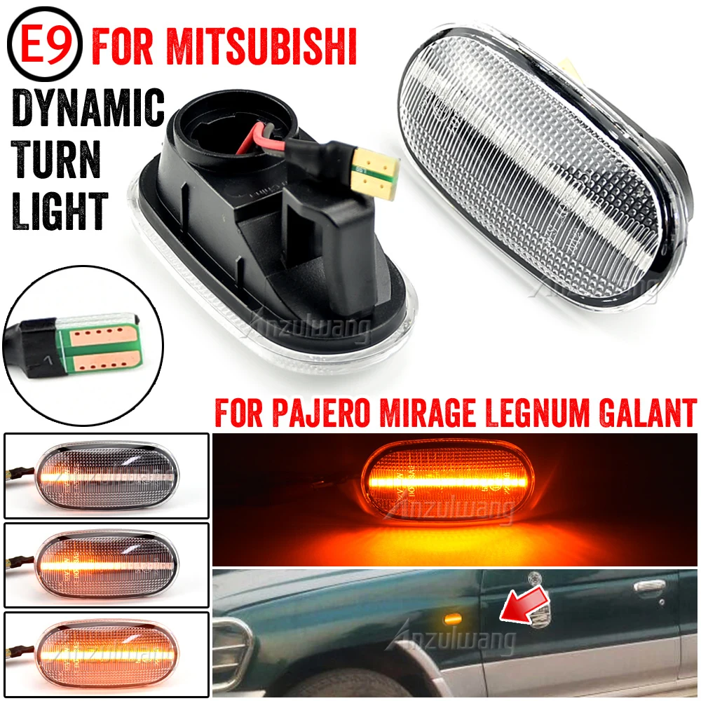 

2Pcs Smoked LED Side Marker Turn Signal Sequential Blinker indicator Lights For Mitsubishi Pajero Mirag Legnum Gelent 1998-2005