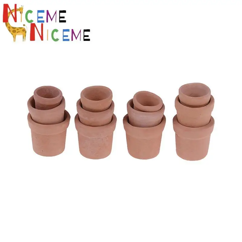 

12pcs Mini Red clay Flowerpot Simulation Garden Flower Pot Model Toy For 1/12 Dollhouse Miniature Accessories