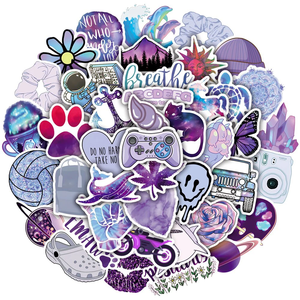 

10/30/50PCS INS Style Purple Cartoon Girls Graffiti Stickers Car Motorcycle Travel Luggage Phone Guitar Laptop Cute Sticker Toy