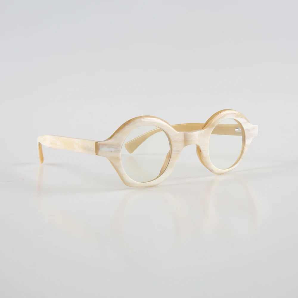 Оправа для очков уникальная винтажная круглая оправа ручной работы с белым рогом