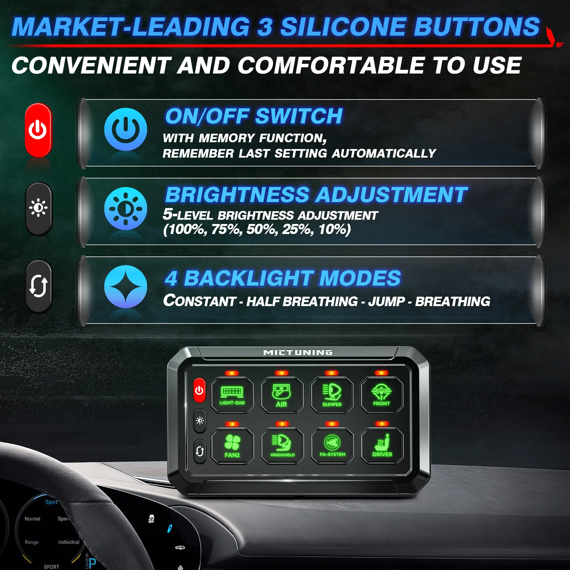 Панель переключателя на 8 клавиш 60 А 720/1440 Вт