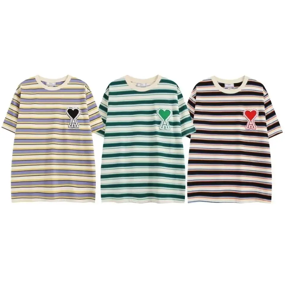 

Футболка в полоску с коротким рукавом, круглым вырезом и вышивкой