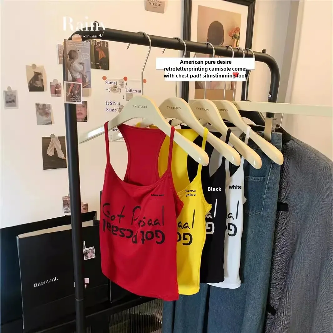 Майка с буквенным принтом в американском стиле женская летняя верхняя одежда