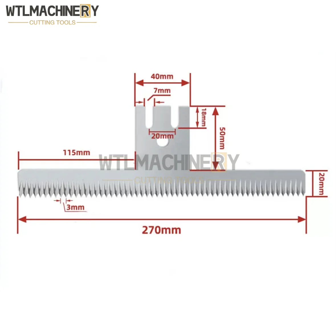 

Вертикальная упаковочная машина, 2 шт., лезвие для резки зубов, T-образная углеродистая сталь для горизонтальной упаковочной машины, L:220/270 мм