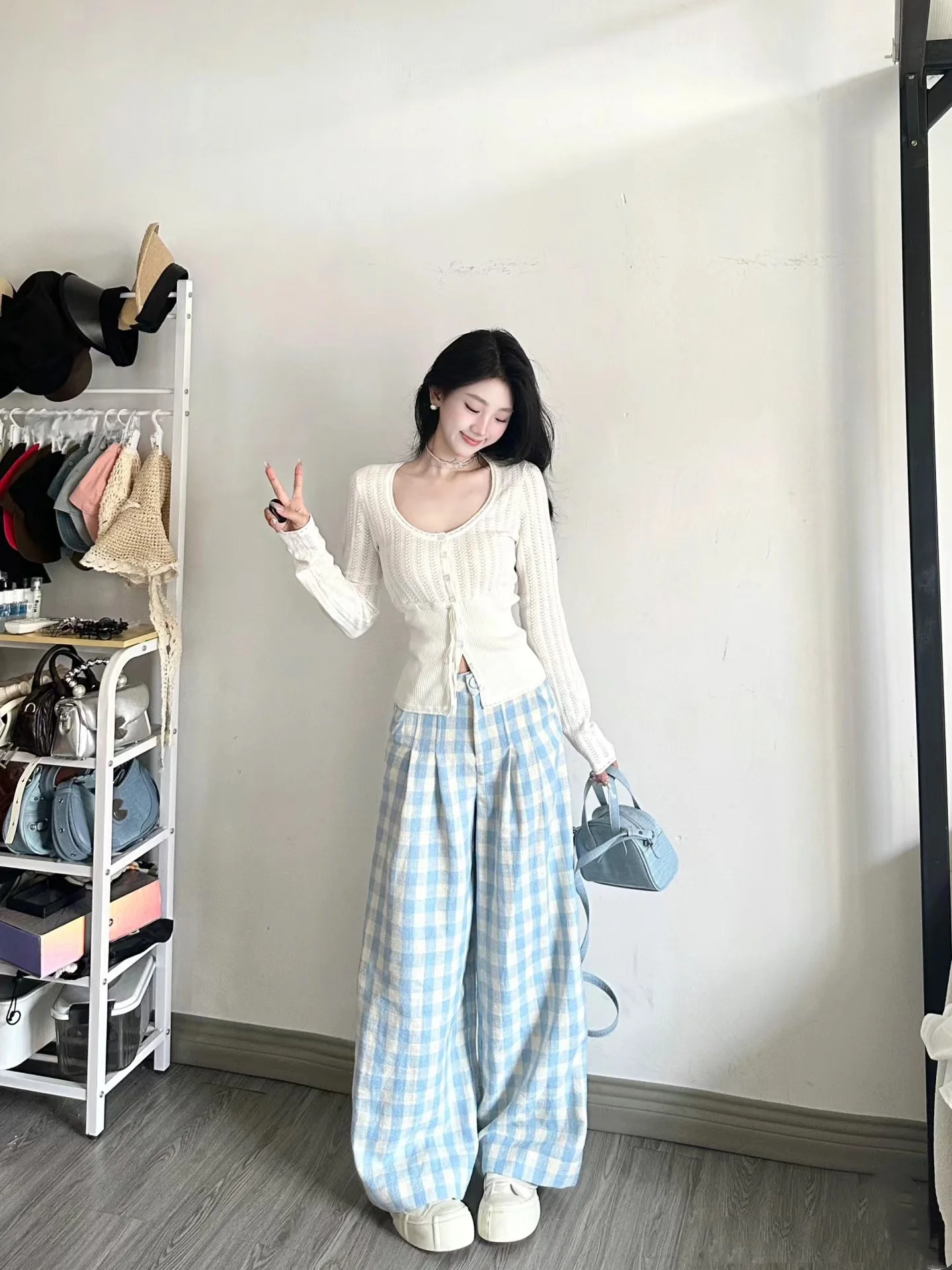 Французский белый полый кружевной базовый вязаный женский ранний осенний новый