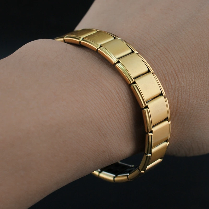 

Couple Germanium Titanium Steel Elastic Bracelet Stretch Bracelet Bangle For Men Women Health Energy Ge Power Jewelry Gold