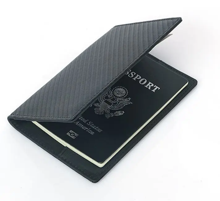 Carbon Fiber Passport Cover Travel Wallet Slim Credit ID Card Holder Boarding Wallet Men Women Coin Pocket Purse