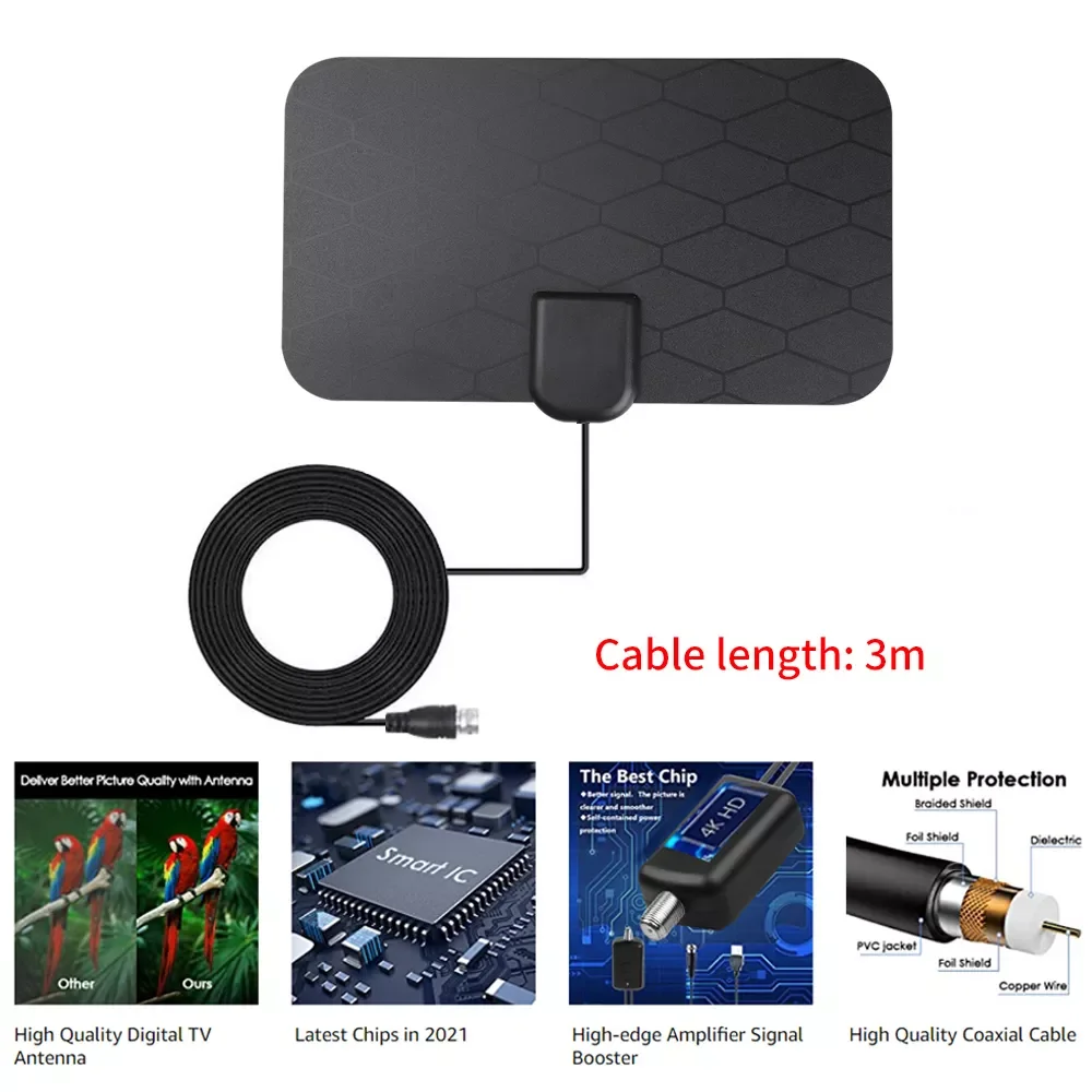 

2022 New 4K 8K 25DB High Gain HDTV DTV Box Digital TV Antenna 3000 Miles Booster Active Indoor Aerial Fox DVB-T2 TV Antenna