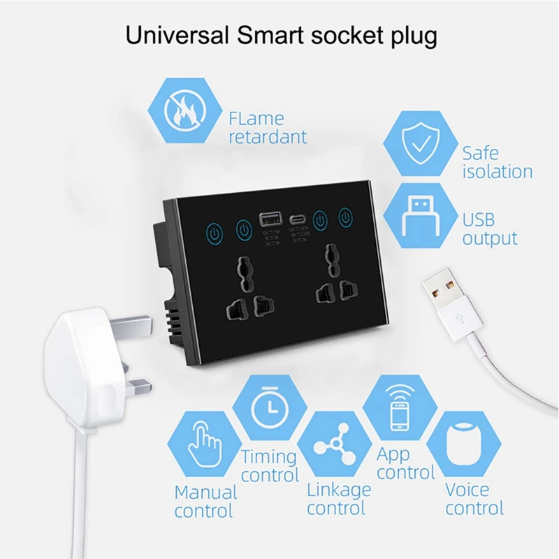 Универсальная вилка Tuya для ЕС Великобритании США умная розетка с USB и розеткой