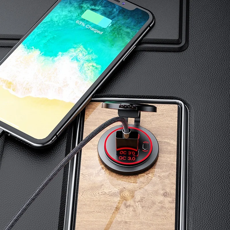 

PD Type C USB Car Charger and QC 3.0 Quick Charger 12V Power Outlet Socket with ON/Off Switch for Motorcycle RV ATV,Red