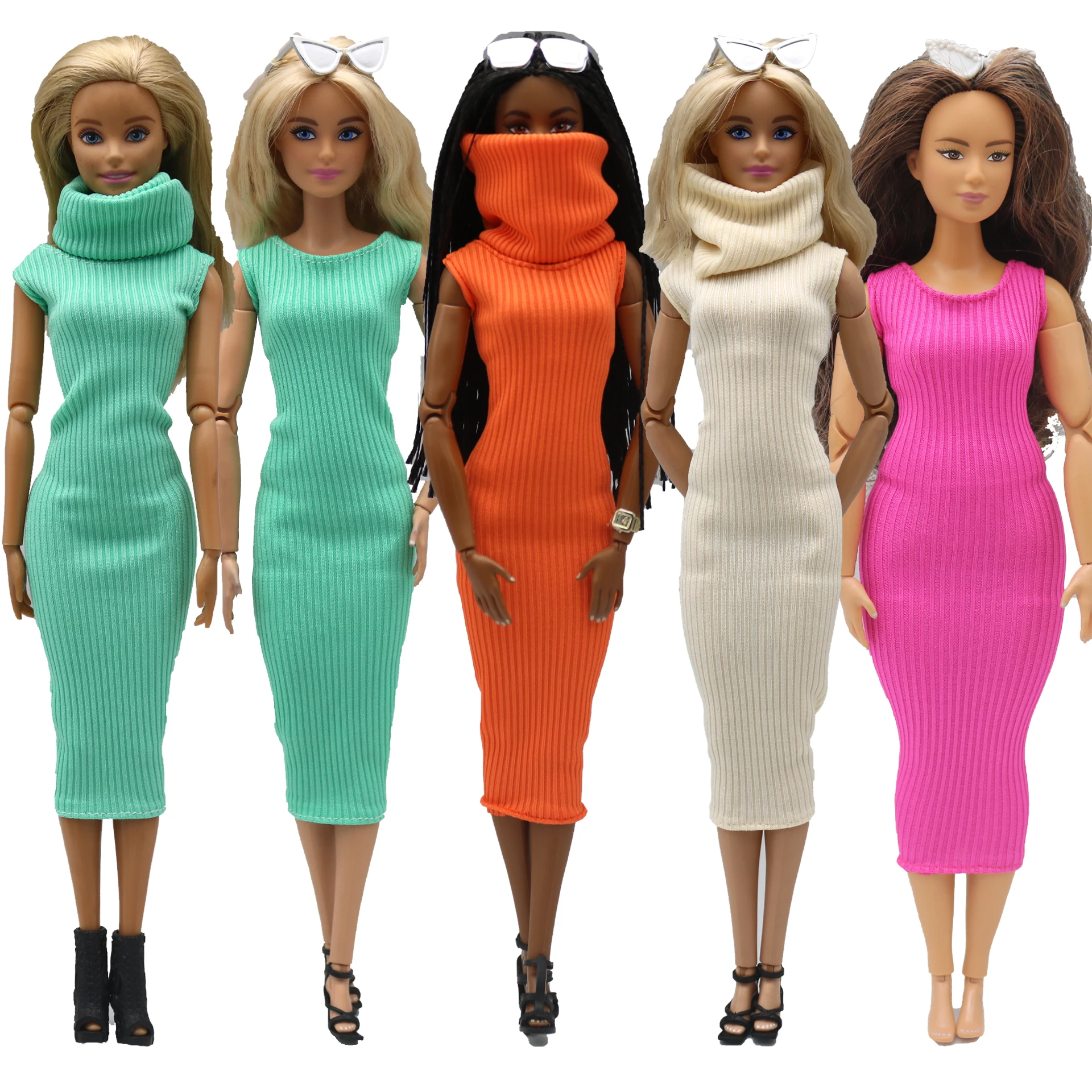 New 30cm 1/6 scarf cover elasticity dress  set Daily Wear Accessories Clothes for Barbies doll