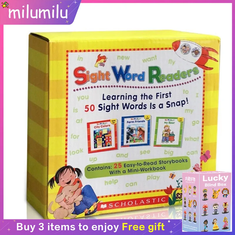 

25Pcs Scholastic Original Children Popular Books Sight Word Readers Boxed Set Colouring English Activity Picture Book for Kids