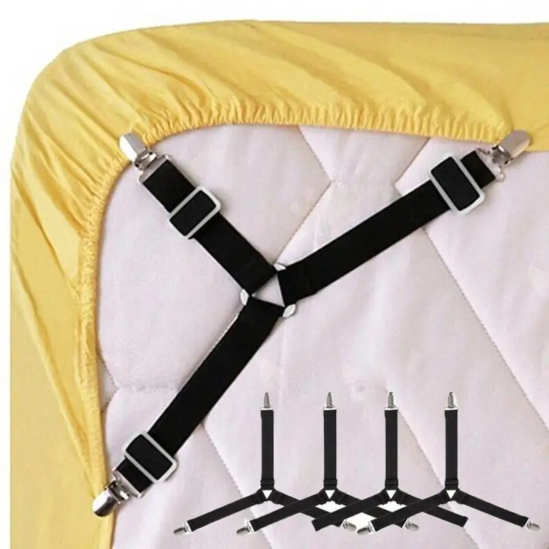 

New 4Pcs/set Adjustable Bed Sheet Clips Cover Grippers Holder Mattress Duvet Blanket Fastener Straps Fixing Slip-Resistant Belt